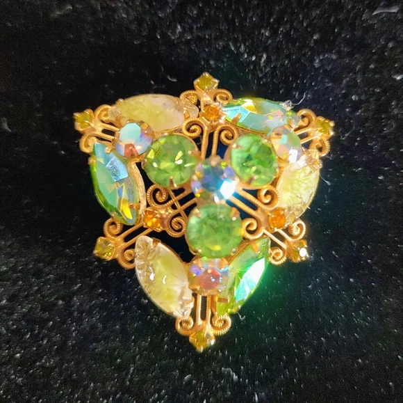 Juliana Green, Ab And Gold Tri-dome Brooch - Picture 3 of 3